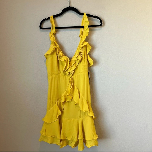 NWT lulus Carmela Yellow Ruffled Mini Dress - Picture 4 of 8
